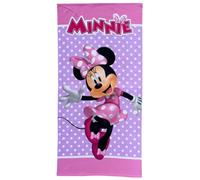 CARTOON Serviette de plage Minnie Mouse pour fille, 70 x 140 cm, serviette microfibre 100 % polyester, séchage rapide, serviette de plage, piscine, rose, à pois, Disney, idée cadeau, Minnie