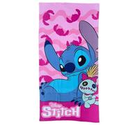 CARTOON Serviette de plage Scrump et Stitch serviette rose Disney en microfibre de polyester pour enfants 245 gsm taille 70 x 140 cm plage piscine