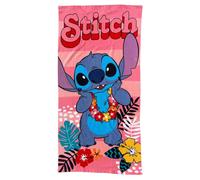 CARTOON Serviette de plage Stitch pour fille, 70 x 140 cm, serviette en microfibre 100 % polyester, séchage rapide, serviette de plage, piscine, rose, tropical, Disney, idée cadeau