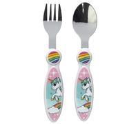 CARTOON Set de couverts Licorne en acier inoxydable non toxique 2 pièces cuillère et fourchette pour enfants