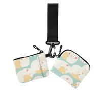 Cartoon Sleeping Tasmanian Devil Light Green Lot de 2 porte-monnaie pour femme avec dragonne minimaliste et poche à fermeture éclair pour un usage quotidien, Dessin animé endormi diable de Tasmanie