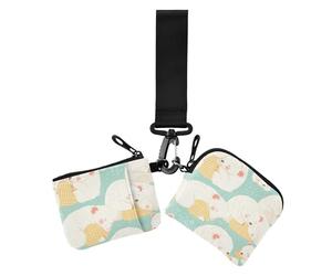 Cartoon Sleeping Tasmanian Devil Light Green Lot de 2 porte-monnaie pour femme avec dragonne minimaliste et poche à fermeture éclair pour un usage quotidien, Dessin animé endormi diable de Tasmanie