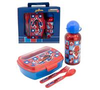 CARTOON Spiderman Marvelcomplete Set déjeuner pour enfants avec couverts et bouteille d'eau en aluminium 400 ml parfait pour l'école et les activités sportives