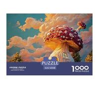 Cartoon-Style Mushroom House 1000 Pcs Carton Extra-épais Coffret De Puzzles Mushroom Cottage Stimulant Et Éducatif Défi Unique Puzzles pour Adultes Et Enfants 52x38cm/1000pcs