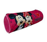 CARTOON Tombolino, trousse scolaire ronde, école, papeterie, organisateur de crayons, couleurs, rose, 22 x 8 x 8 cm, Minnie et Mickey