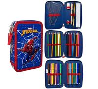 CARTOON Trousse 3 zip pour l'école complète 44 pièces de papeterie stylo Papermate marqueurs Giotto accessoire pour enfants et adolescents, Spiderman, Casual