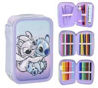 CARTOON Trousse multi-compartiments 3 fermetures éclair pour l'école complète stylos crayons couleurs feutres, Stitch&angel, trousse