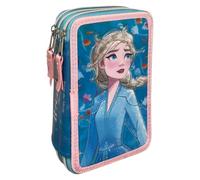 CARTOON Trousse scolaire 3 zip Frozen Disney Elsa complet 44 pièces triple multi-compartiments couleurs giotto papeterie pour enfants