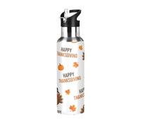 Cartoon Turkeys Bouteille d'eau isotherme en acier inoxydable de 591 ml, sans BPA avec paille étanche