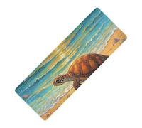 Cartoon Turtle Beach Walk Sunset imprimé yoga mat caoutchouc naturel antidérapant, avec tapis de yoga sac de transport tapete para ejercicio 180,3 x 66 cm pour salle de sport