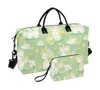 Cartoon Unicorns Fluorescent Green Decorative Carry On Personal Item Bag Gym Sports Carry On Bag With Toiletry Bag for Yoga Waterproof Bolsa para viajar en Avion de Mujer