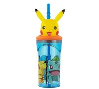 CARTOON Verre à paille P1kachu pour pokemon avec personnage 3D en plastique réutilisable BPA Free capacité 360 ml