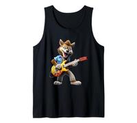 Cartoon Wolf Rock Guitariste Jouant de la Musique de Guitare électrique Débardeur
