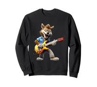 Cartoon Wolf Rock Guitariste Jouant de la Musique de Guitare électrique Sweatshirt