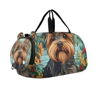 Cartoon Yorkshire Terrier Sac de sport pour fille avec compartiment à chaussures Grande capacité Sac de voyage pour l'école, le sport, les voyages