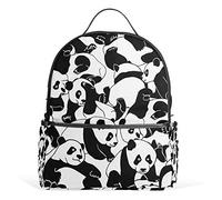 Cartoon Young Pandas Sac à dos imperméable à l'épaule Sac à dos Noir Blanc Animal Sac Casual Journée Pack de Voyage en plein air Sacs de Sport pour Femmes Hommes Enfants
