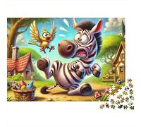 Cartoon Zebra Courir Puzzle 1000 Pièces Adultes intéressant Puzzles 1000 Pièces Durable Jeux De Puzzle Cadeau 52x38cm/1000pcs