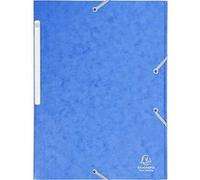 Cartorel chemise 3 rabats et élastique monobloc , carte lustrée 5 10e bleu, élastique fixé devant exacompta 17105h G
