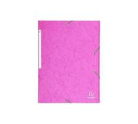 Cartorel chemise 3 rabats et élastique monobloc , carte lustrée 5 10e rose, élastique fixé devant exacompta 17108h