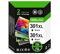 Cartouche 301 XL Noir, Encre 301 Noir Remplacement pour HP 301 Noir, Cartouche Imprimante 301 XL pour DeskJet 3050 1050 J410 2544 Envy 4500 4504 OfficeJet 2620 4630 4632 4634