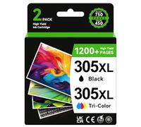 Cartouche 305 XL Noir et Couleur | 750/450+ Pages, Remplacement pour Encre HP 305 Original, 305XL pour HP Deskjet 2820e 2700 2710 2720 2722 2724 Plus 4100 4110 4120, Envy 6000 6010 6020,Pro 6400 6420
