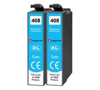 Cartouche 408XL compatible pour Epson WF-C4310DW WF-C4810DTWF Cyan avec puce 1700 pages Pack 2