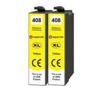 Cartouche 408XL compatible pour Epson WF-C4310DW WF-C4810DTWF Jaune avec puce 1700 pages Pack 2
