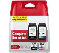 Cartouche 575 576 XL, Remplacement pour Cartouche Canon 575 et 576, PG-575 / CL-576 XL Lot de 2 Cartouches d'Encre, Noire PG-575XL & Couleur CL-576XL pour Pixma TS3550i TS3551i TS3750i TR4750i TR4751i