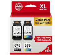 Cartouche 575XL 576 XL Remanufacturées pour Cartouche Canon 575 et 576 pour Canon 575 576, 575 576 pour Pixma TS3550i TS3551i TS3750i TR4751i pour Encre TR4750i (Noir, Couleur)