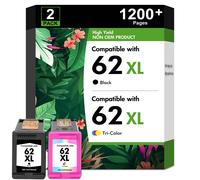 Cartouche 62 XL 62XL Noir et Couleur Remplacement pour HP62 62 Pack de 2 Cartouches pour HP 62XL pour HP Envy 5540 5640 5547 7645 Officejet Mobile 250 200 250c Officejet 5740 5741 5742 5744 Imprimante