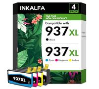 Cartouche 937 937XL Compatible pour HP 937 XL 937e Cartouches pour HP OfficeJet Pro 9730e 9120e 9720e 9132e 9122e 9110b 9120b 9125e 9130b 9130e 9720 9730 (Noir Cyan Jaune Magenta, Pack de 4)