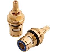 Cartouche à disque en céramique et laiton, Cartouche de remplacement for robinet multicolore, disque en laiton et céramique, 20 cannelures, G 1/2 quart tour(Red+blue)