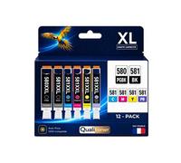 Cartouche CLI-581XXL - Pack de 12 - Multicolore - Haute capacité - Compatible pour Canon Pixma