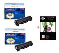 Cartouche compatible - 2 x HP LASERJET PRO MFP MFP M127FW- HP 83A / CF283A - Compatible - 1 500 pages+ Pack de 20 papiers photos A6 Brillant 230gr Pack G