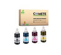 Cartouche compatible - 4 Recharges ECOTANK compatibles avec EPSON T664 - 1 Noir + 1 Cyan + 1 Magenta + 1 Jaune
