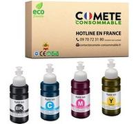Cartouche compatible - 4 Recharges ECOTANK compatibles avec EPSON T664 - 1 Noir + 1 Cyan + 1 Magenta + 1 Jaune