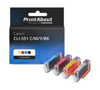 Cartouche compatible Canon CLI-551 C/M/Y/BK - 4 couleurs - Multipack