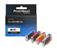Cartouche compatible Canon CLI-551 C/M/Y/BK XL - 4 couleurs - Grande capacité - Multipack