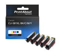 Cartouche compatible Canon CLI-581XL BK/C/M/Y - 4 couleurs - Grande capacité - Multipack