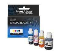Cartouche compatible Canon GI-50PGBK/C/M/Y - 4 couleurs - Grande capacité - Multipack