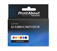 Cartouche compatible Canon GI-53BK/C/M/Y/GY/R - 6 couleurs - Multipack
