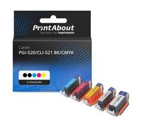 Cartouche compatible Canon PGI-520/CLI-521 BK/CMYK - 5 couleurs - Multipack