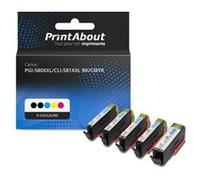 Cartouche compatible Canon PGI-580XXL PGBK/CLI-581XXL BK/CMYK - 5 couleurs - Très grande capacité - Multipack 5 couleurs
