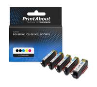 Cartouche compatible Canon PGI-580XXL PGBK/CLI-581XXL BK/CMYK - 5 couleurs - Très grande capacité - Multipack