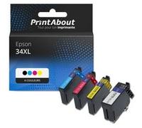 Cartouche compatible Epson 34XL (C13T34764010) - 4 couleurs - Grande capacité - Multipack