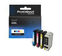 Cartouche compatible Epson 408L (C13T09K41/42/43/44010) - 4 couleurs - Grande capacité - Multipack