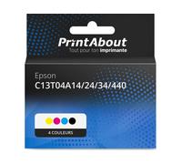 Cartouche compatible Epson C13T04A14/24/34/440 - 4 couleurs - Multipack
