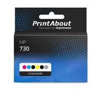 Cartouche compatible HP 730 (P2V67/68/69/70/71/72/73A) - 6 couleurs - Grande capacité - Multipack