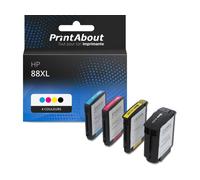 Cartouche compatible HP 88XL (C9396AE) - 4 couleurs - Grande capacité - Multipack