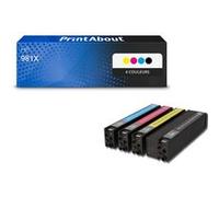 Cartouche compatible HP 981X (L0R09/10/11/12A) - 4 couleurs - Grande capacité - Multipack 4 couleurs